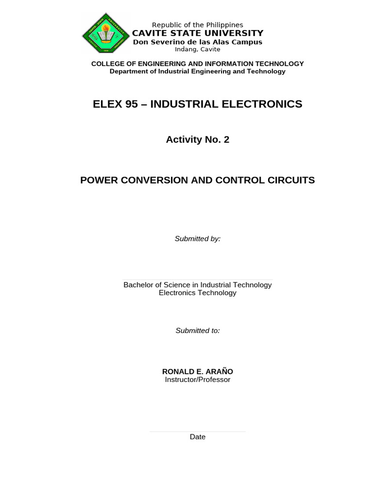 Activity Ii Power Electronics | PDF | Rectifier | Power Inverter