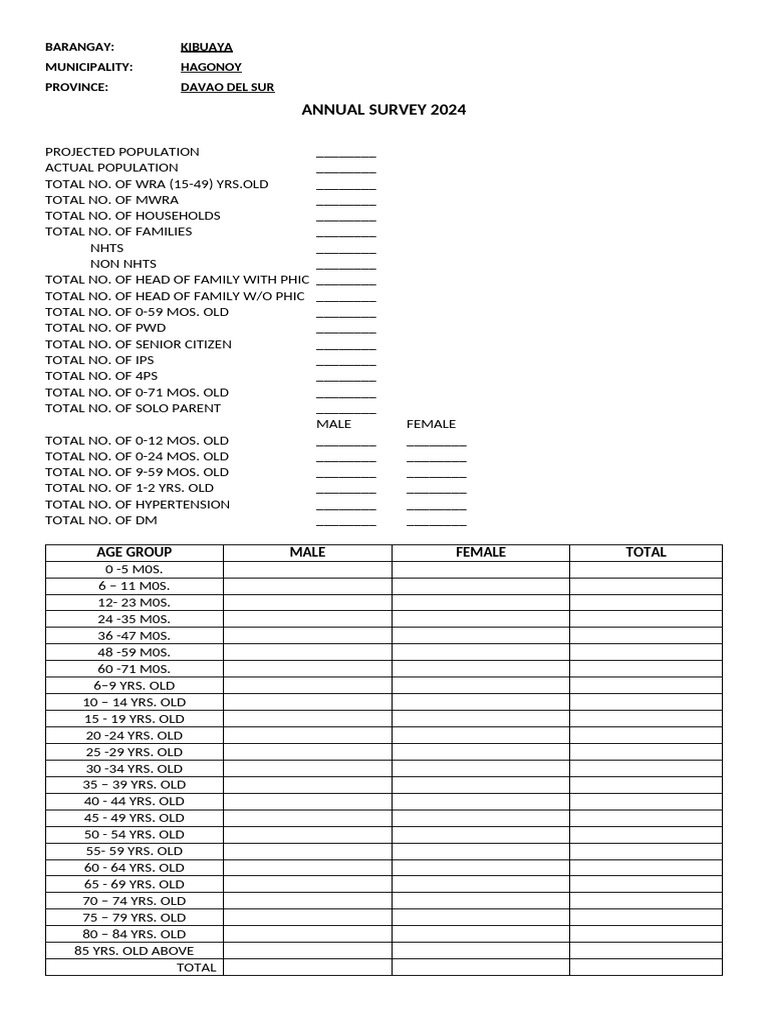 Annual Survey Form | PDF