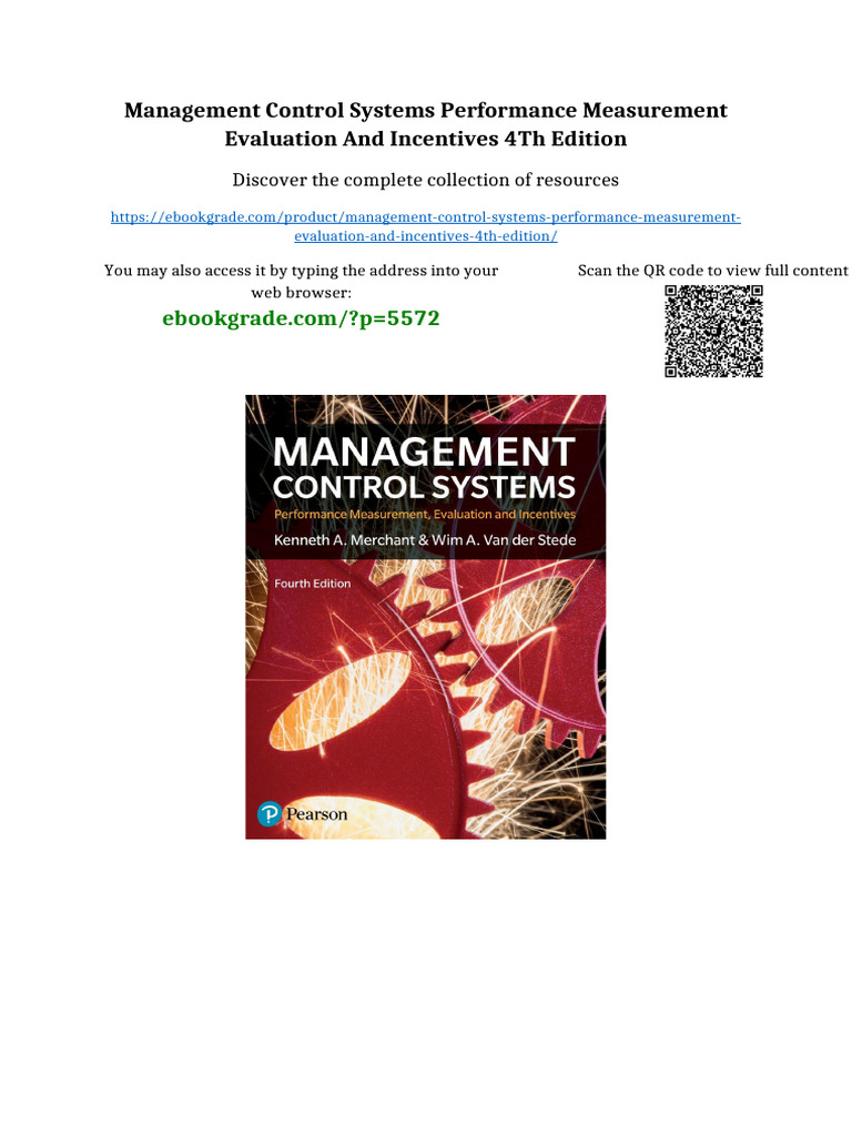 Management Control Systems Performance Measurement Evaluation and ...