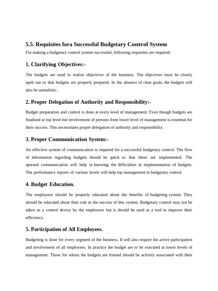 Successful Budgetary Control System | PDF | Budget | Prices