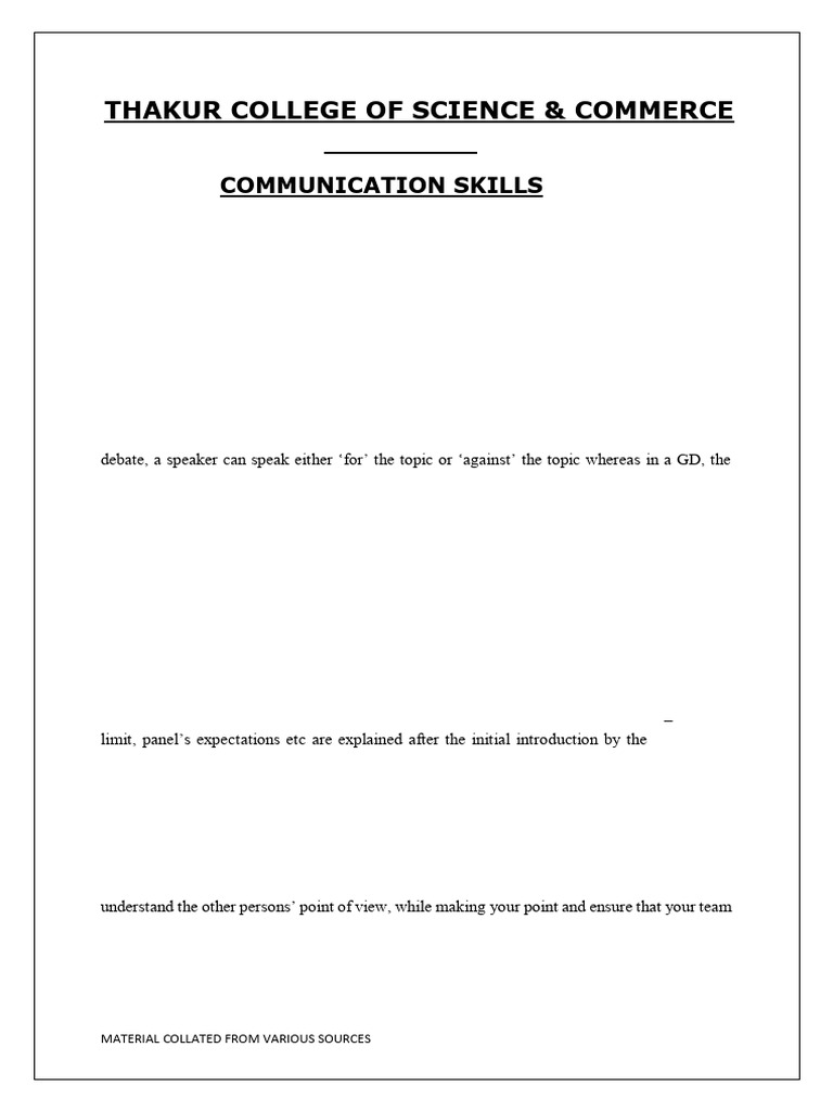 Group Discussion Unit1 | PDF | Nonverbal Communication | Communication