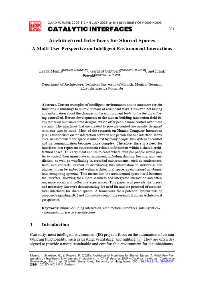 Architectural Interfaces For Shared Space | PDF | System | Human ...