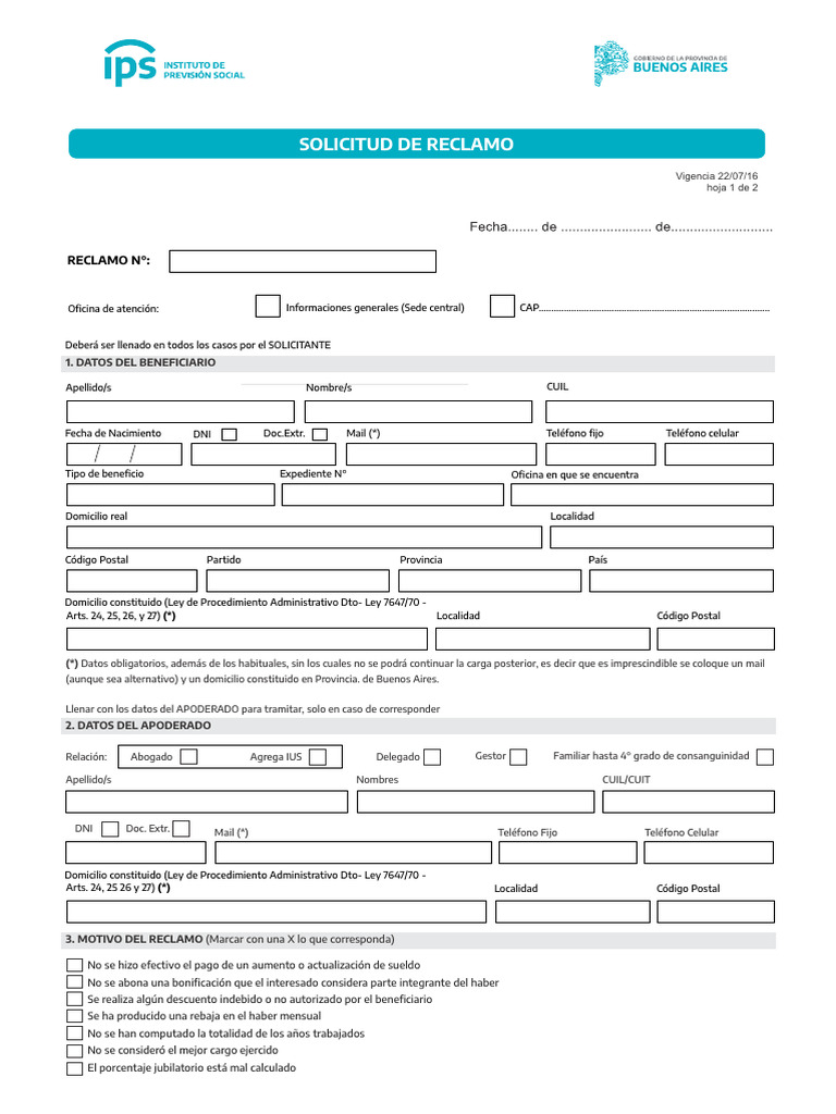 Form E187 R11 Reclamo | PDF