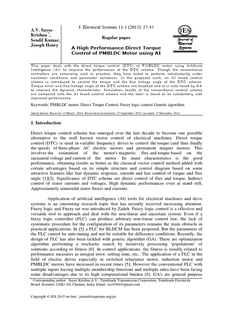 A.V. Sayee Krishna, Sendil Kumar, Joseph Henry Regular Paper | PDF ...