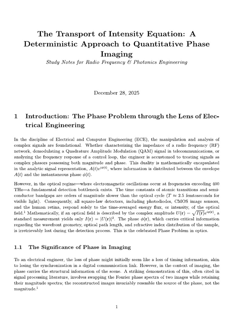 The Transport of Intensity Equation - A Deterministic Approach To ...
