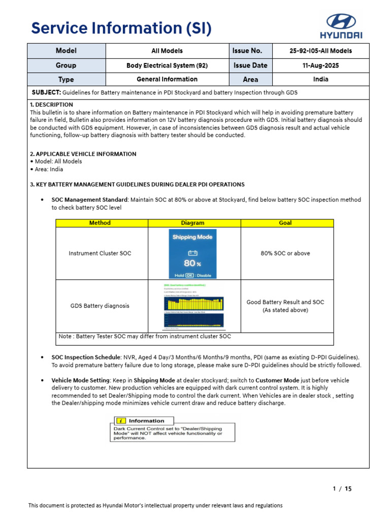 Guidelines For Battery Maintenance in PDI Stockyard & Battery ...