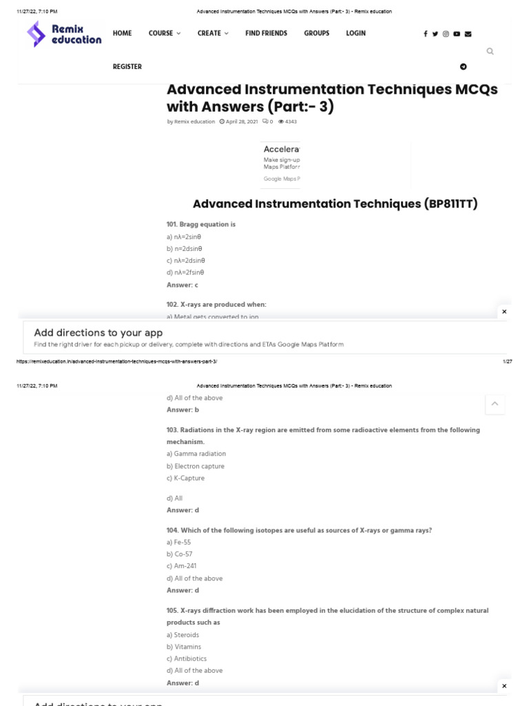 Advanced Instrumentation Techniques MCQs With Answers (Part - 3 ...