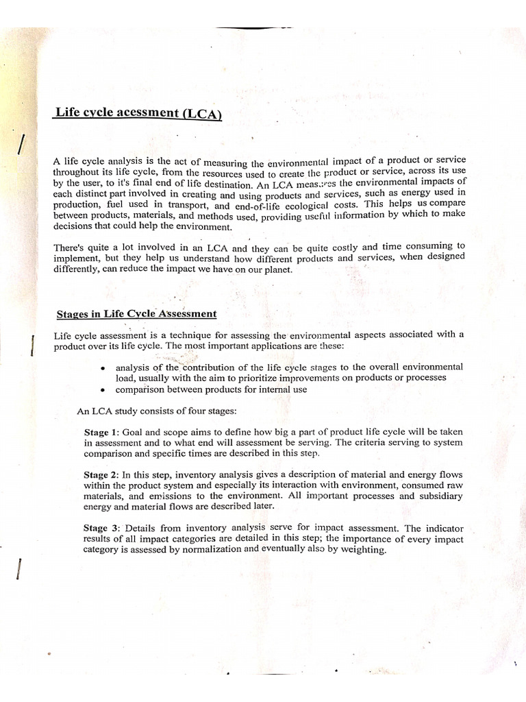 Life Cycle Assesment | PDF