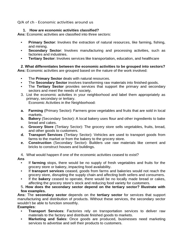 Economic Activities Class 6 | PDF | Grocery Store | Bakery