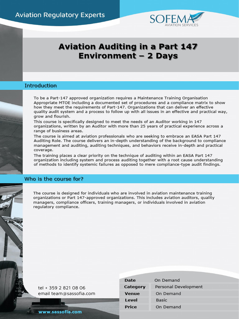 Aviation Auditing in A Part 147 Environment 2 Days | PDF | Audit ...