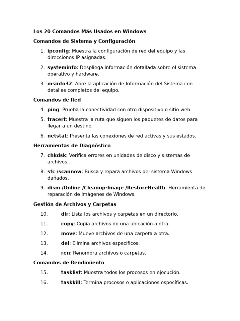 Comandos de Windows | PDF