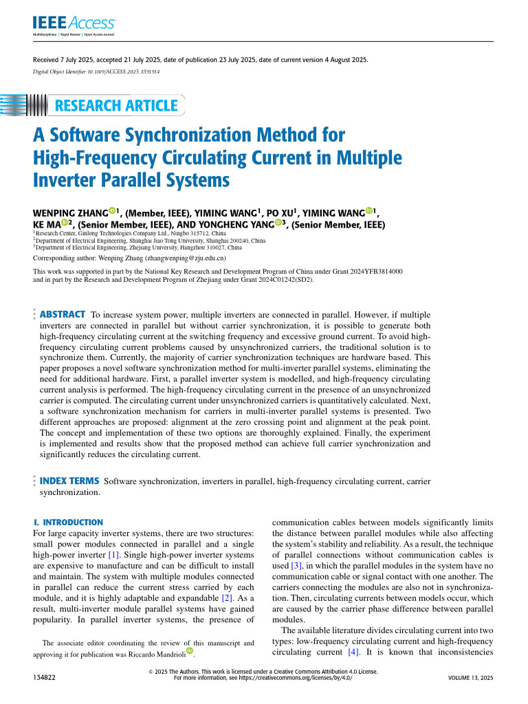 A Software Synchronization Method For High-Frequency Circulating ...