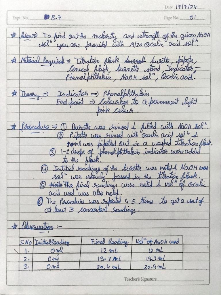 Chemistry Practical Work | PDF