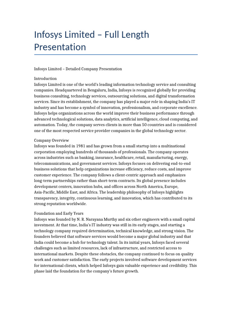 Infosys Presentation | PDF | Innovation | Sustainability