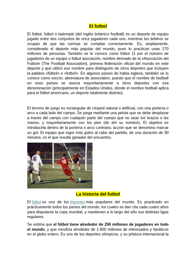 El Futbol | PDF | Asociación de Futbol | Vóleibol