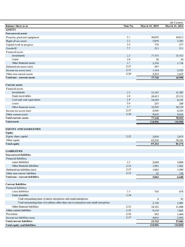 Financial Statements Infosys | PDF