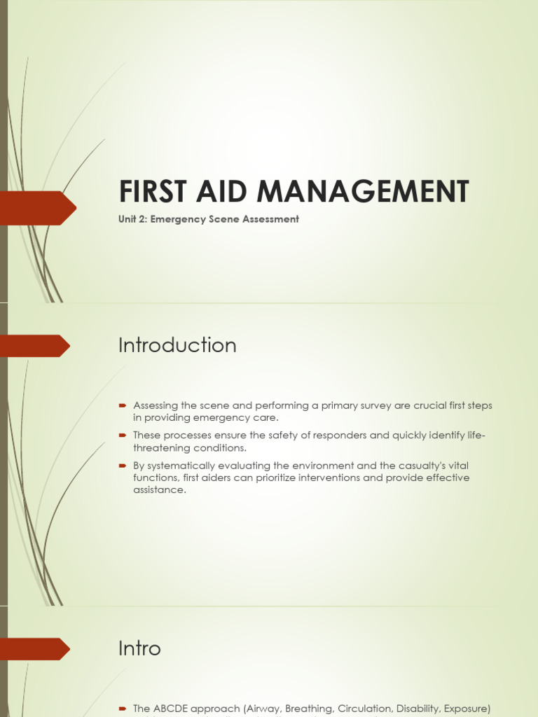 FIRST AID MANAGEMENT Unit 2 | PDF | First Aid | Health Care