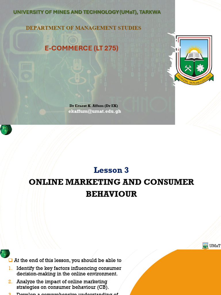Lesson 3 - Online Marketing and Consumer Behaviour E-Commerce | PDF ...