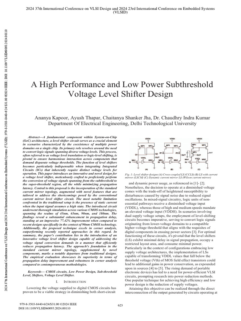 A High Performance and Low Power Subthreshold Voltage Level Shifter ...