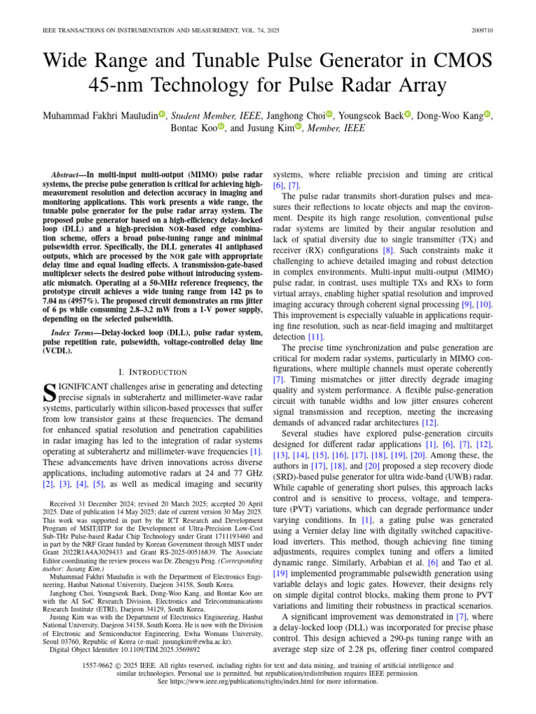 Wide Range and Tunable Pulse Generator in CMOS 45-Nm Technology For ...