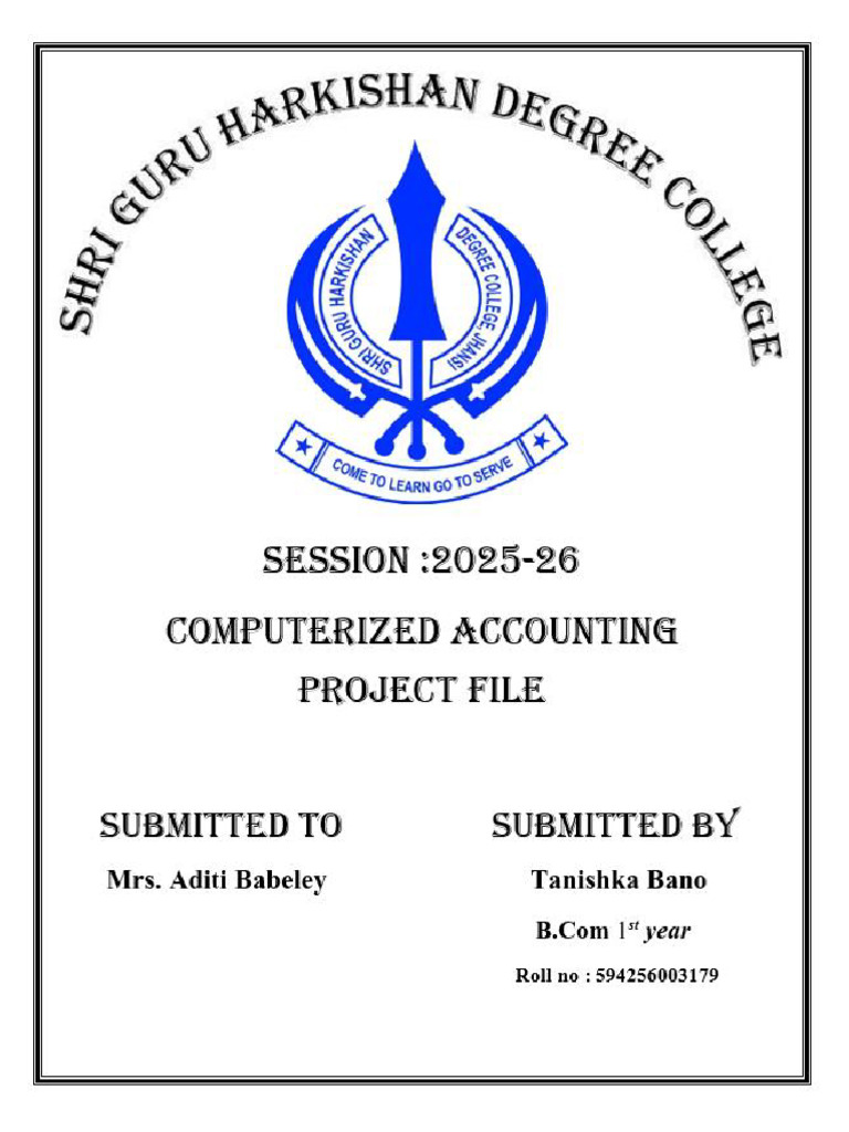 Computerized Accounting Project File - Bcom 1st Year | PDF | Automation ...