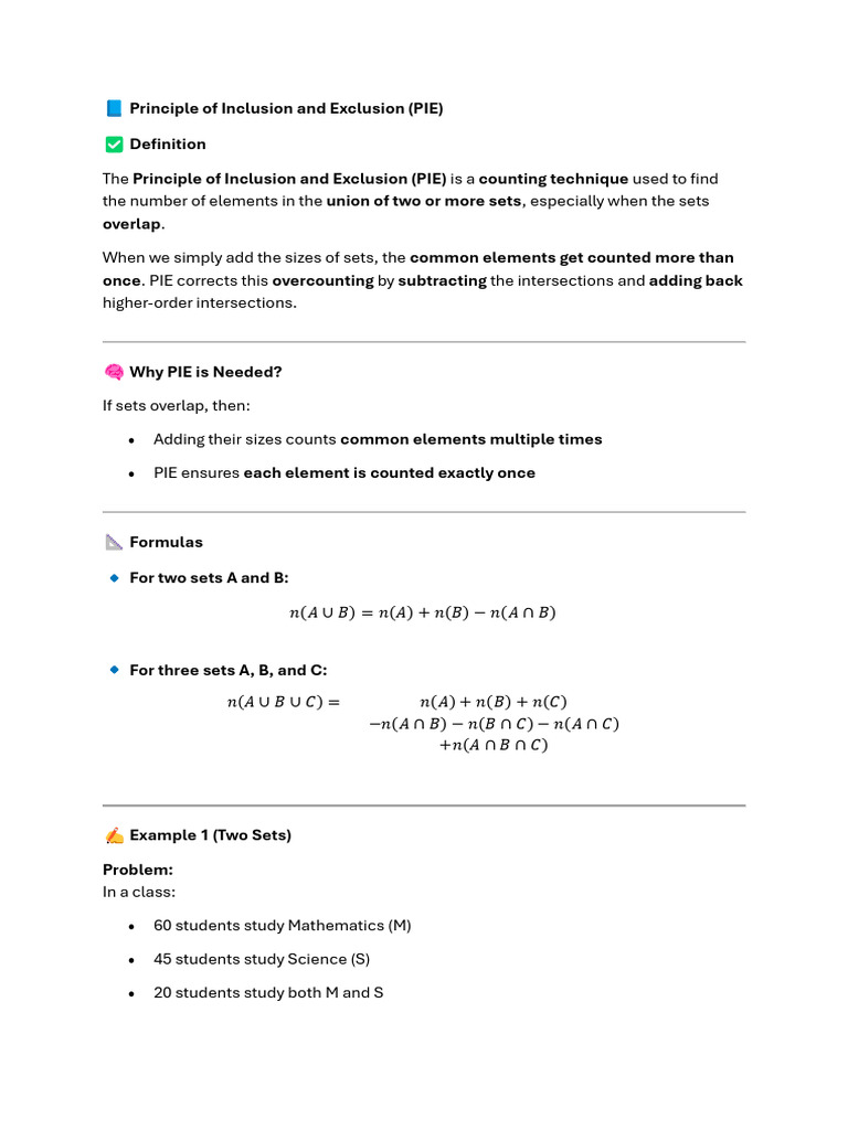 ? Principle of Inclusion and Exclusion | PDF | Graph Theory ...