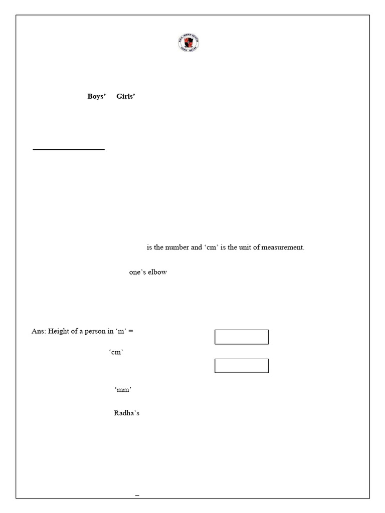 Class 6, LN 5 Measurement of Length and Motion-Notes | PDF