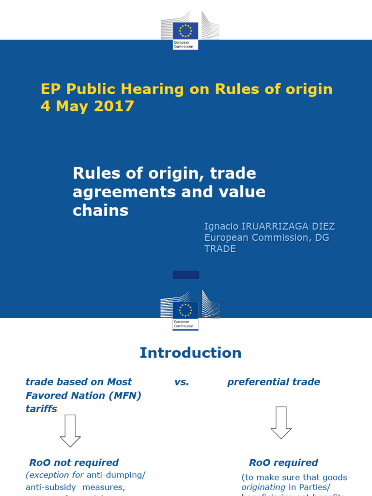 Presentation Commission Rules of Origin Trade Agreements Value Chains ...
