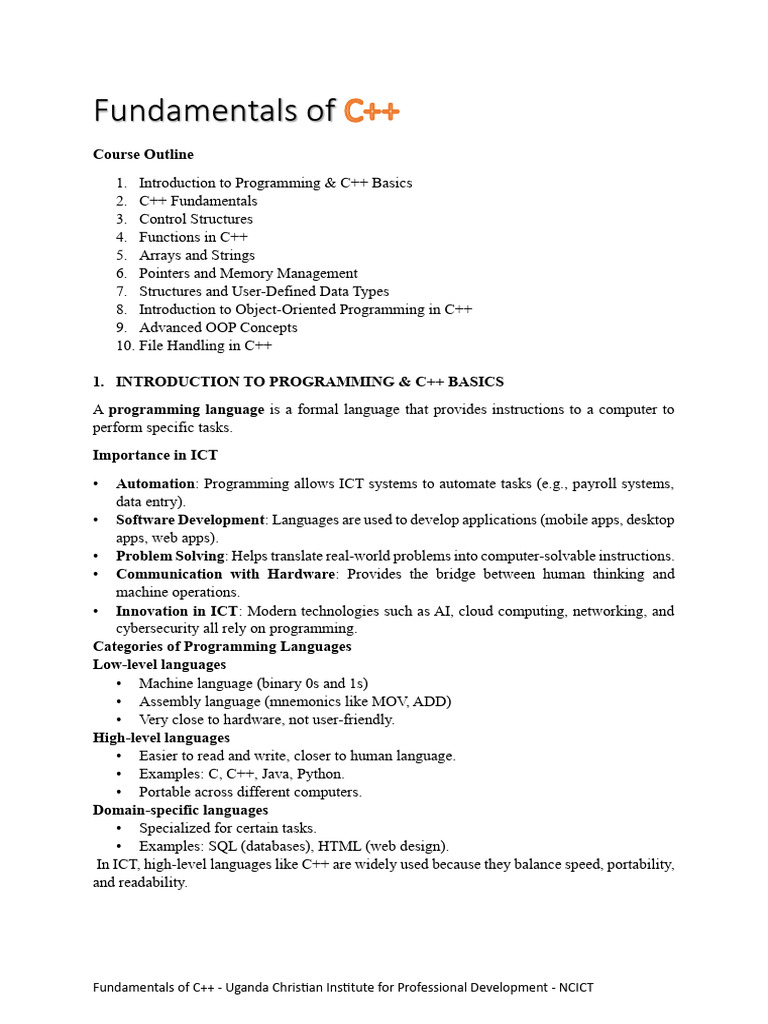 Fundamentals of C++ | PDF | C++ | Computer Program