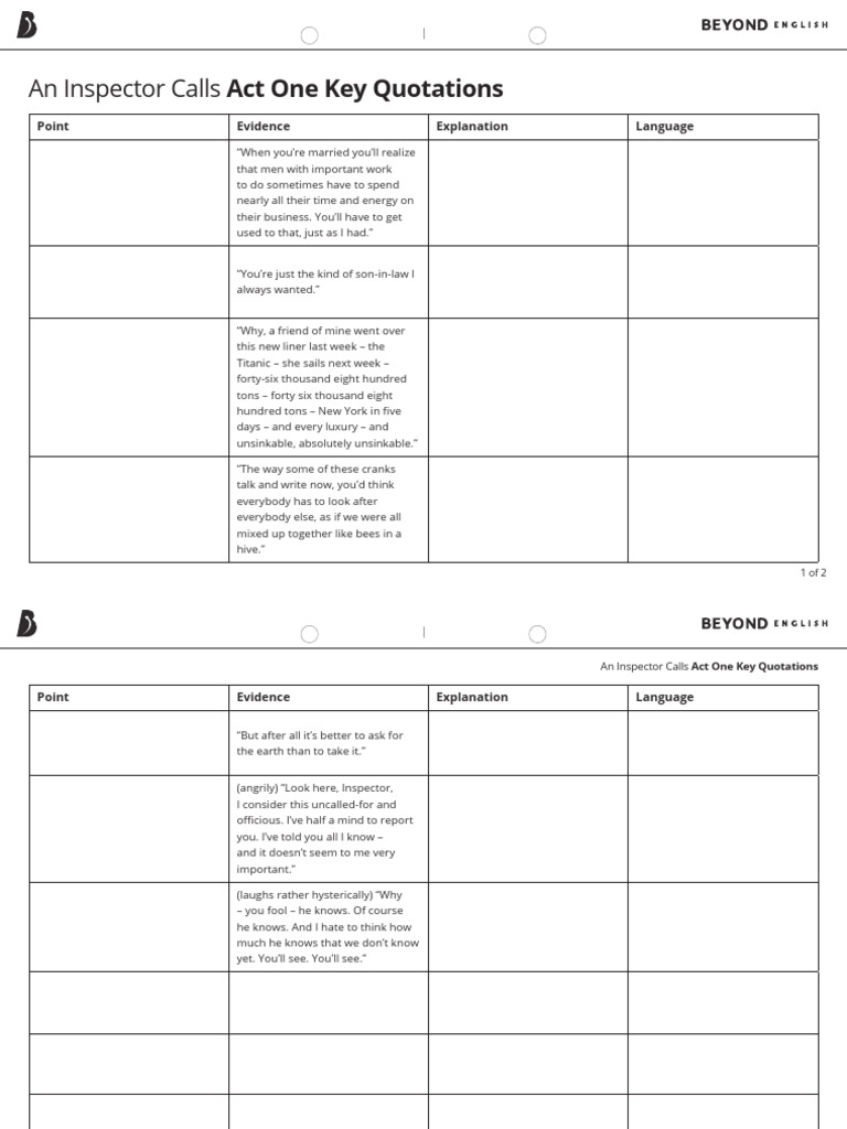 Key Quotations HA Worksheet | PDF