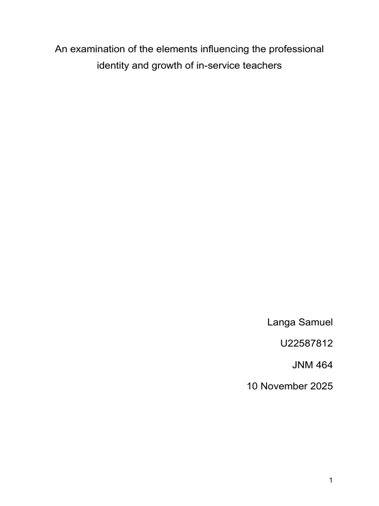Langa JNM 464 Project | PDF | Teachers | Identity (Social Science)