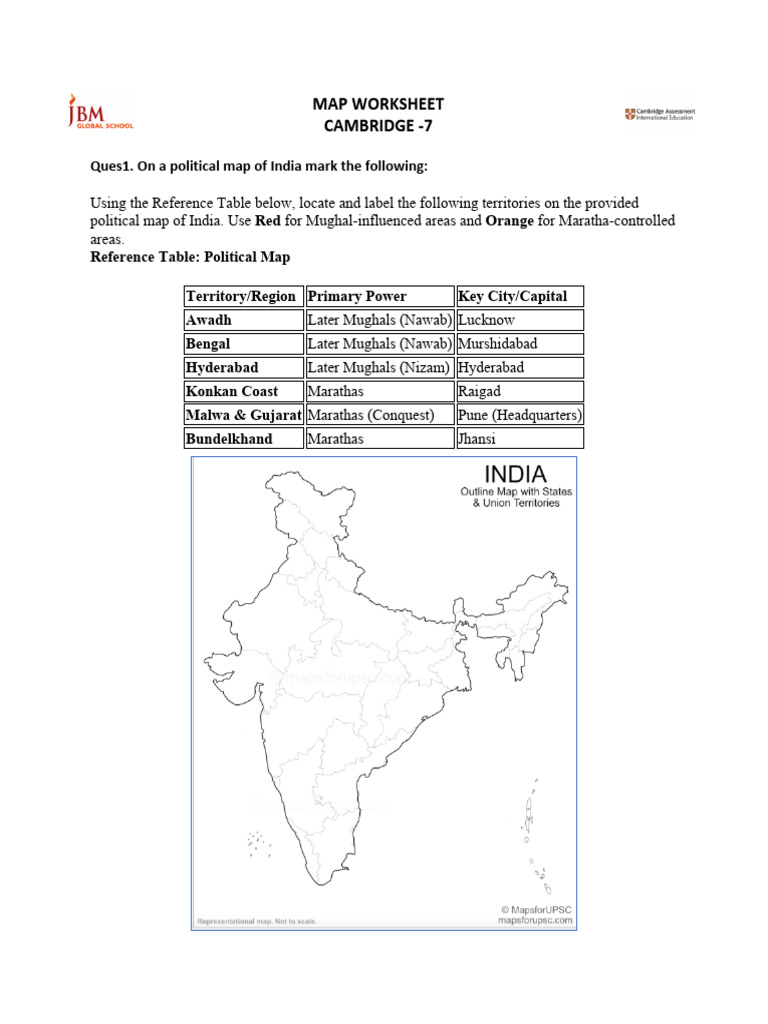 Map Worksheet - Grade 7 '26 Final | PDF