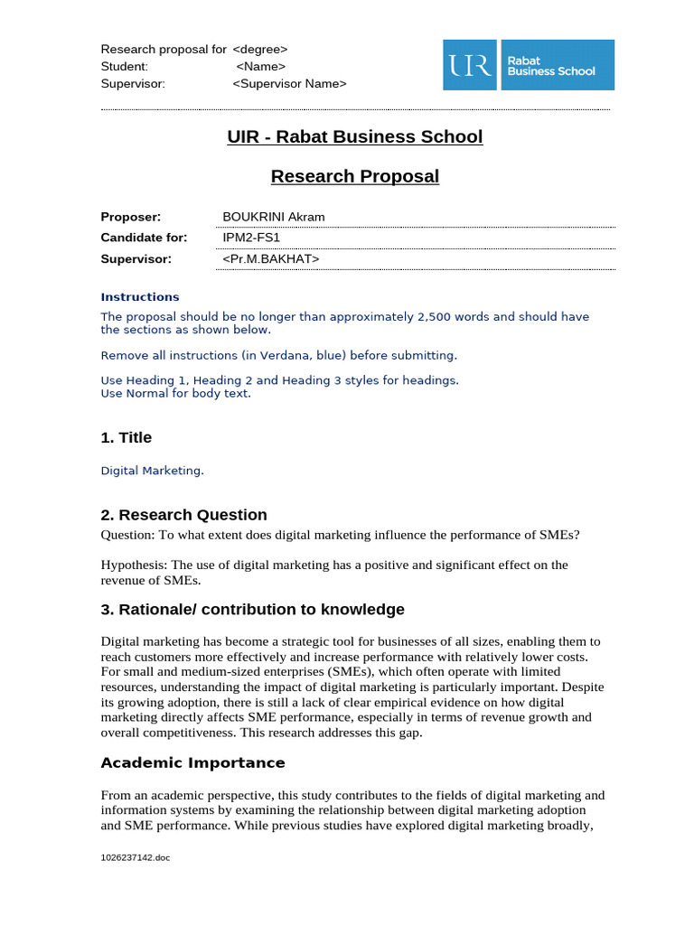 Research Proposal IPM3 Example 1 | PDF | Marketing | Digital Marketing