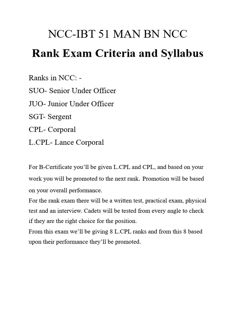 Rank Exam Syllabus and Criteria | PDF