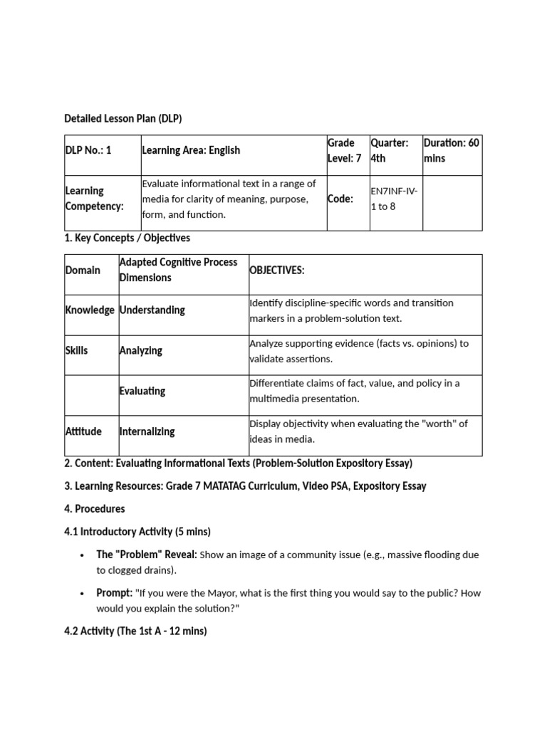 Detailed Lesson Plan 2 | PDF | Essays | Policy