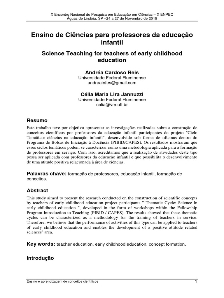 Ensino de Ciênicas para Professores Da Ed Inf | PDF | Aprendizado ...