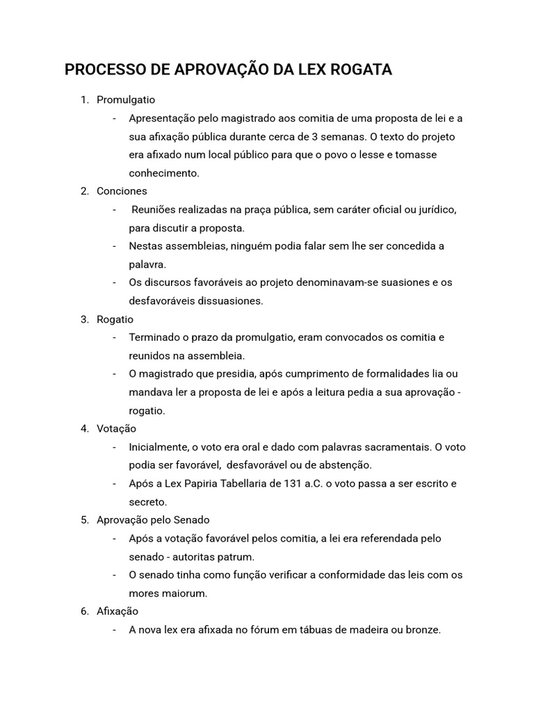 Processo de Aprovação Da Lex Rogata | PDF