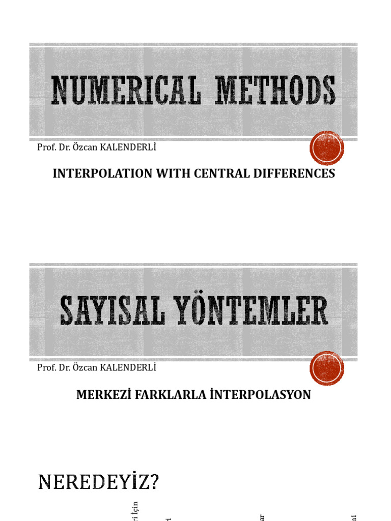 Numerical Methods (04a) Central Differences OKalenderli | PDF