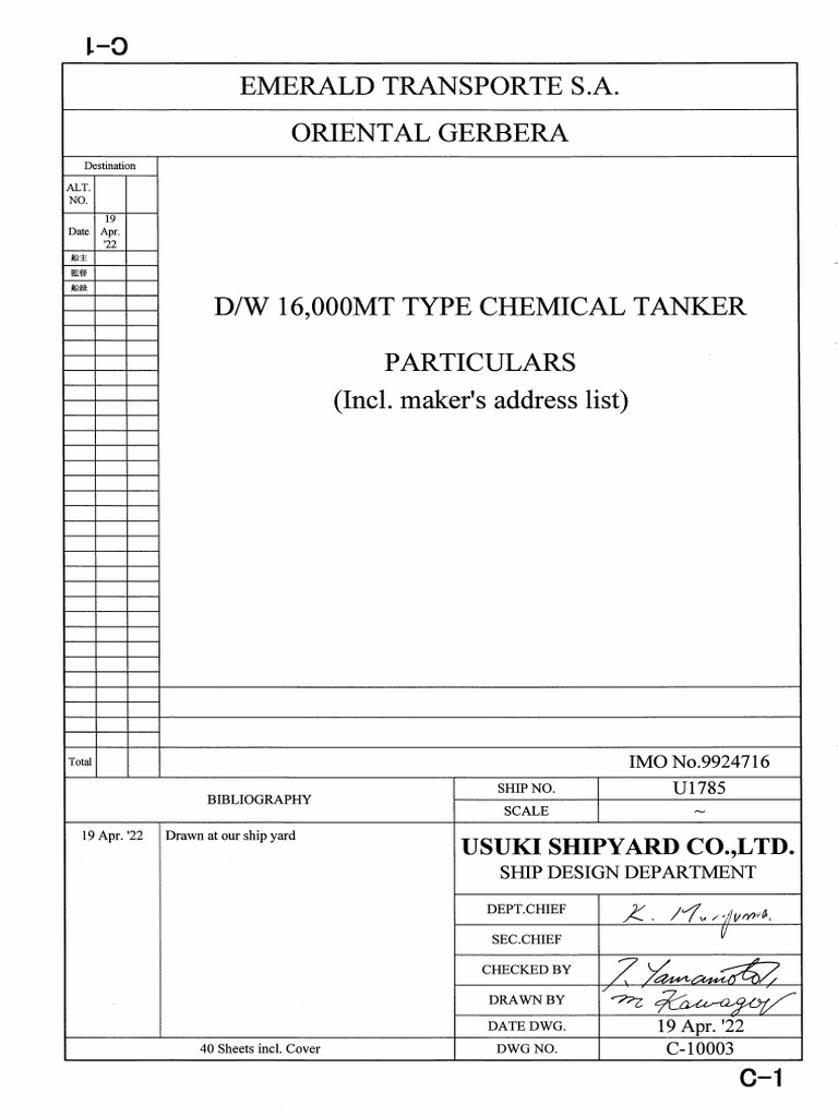 C-01 Particulars (C-10003) U1785 | PDF