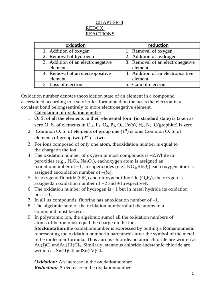 Chap 5. Redox Reaction Part 1 | PDF | Redox | Electrochemistry