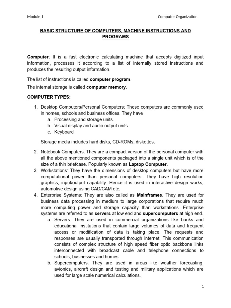 COA - Module1 Notes | PDF | Computer Data Storage | Programming