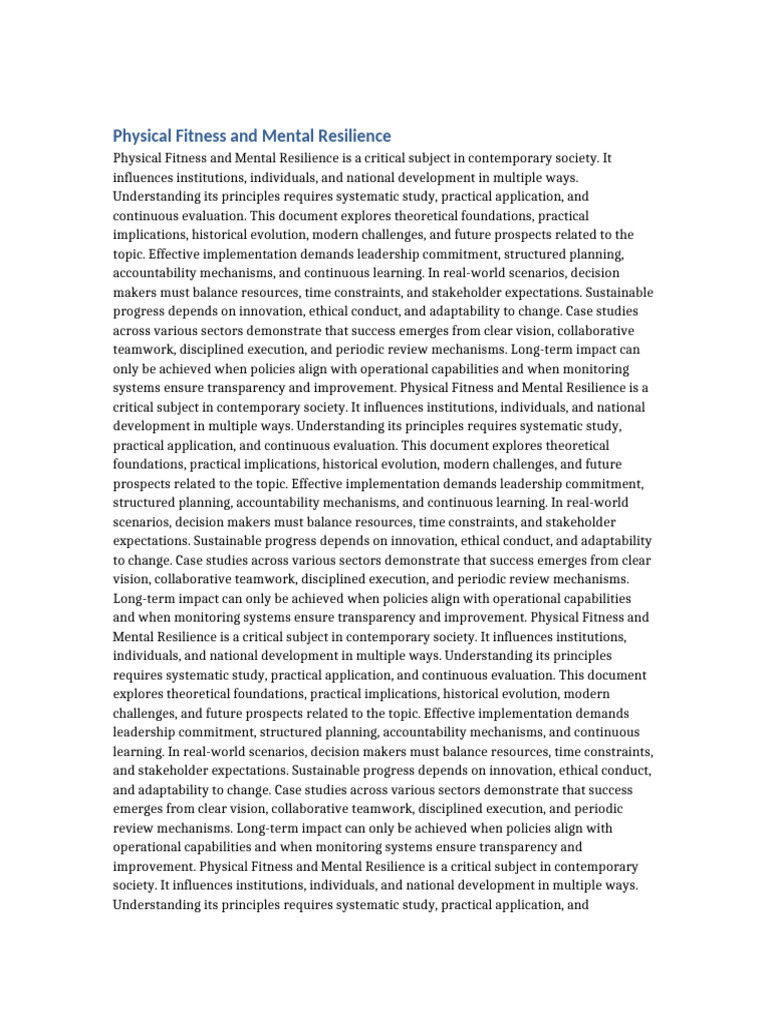 Physical Fitness and Mental Resilience | PDF | Evaluation | Leadership