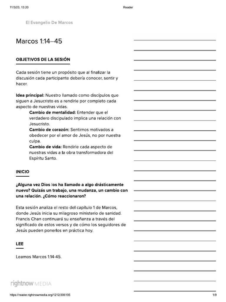 Lección 3 Evangelio de Marcos | PDF