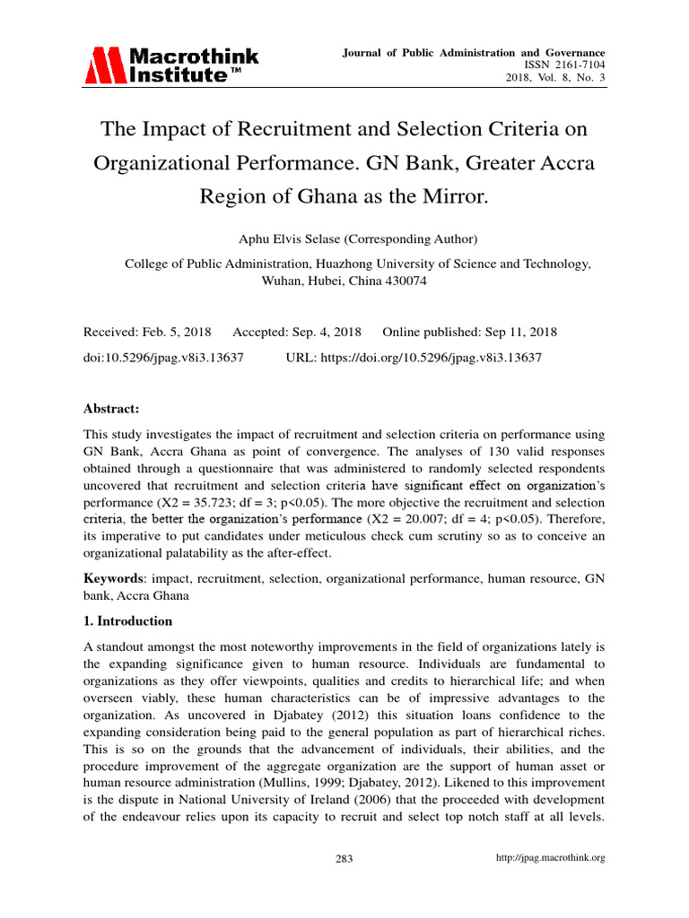 The Impact of Recruitment and Selection | PDF
