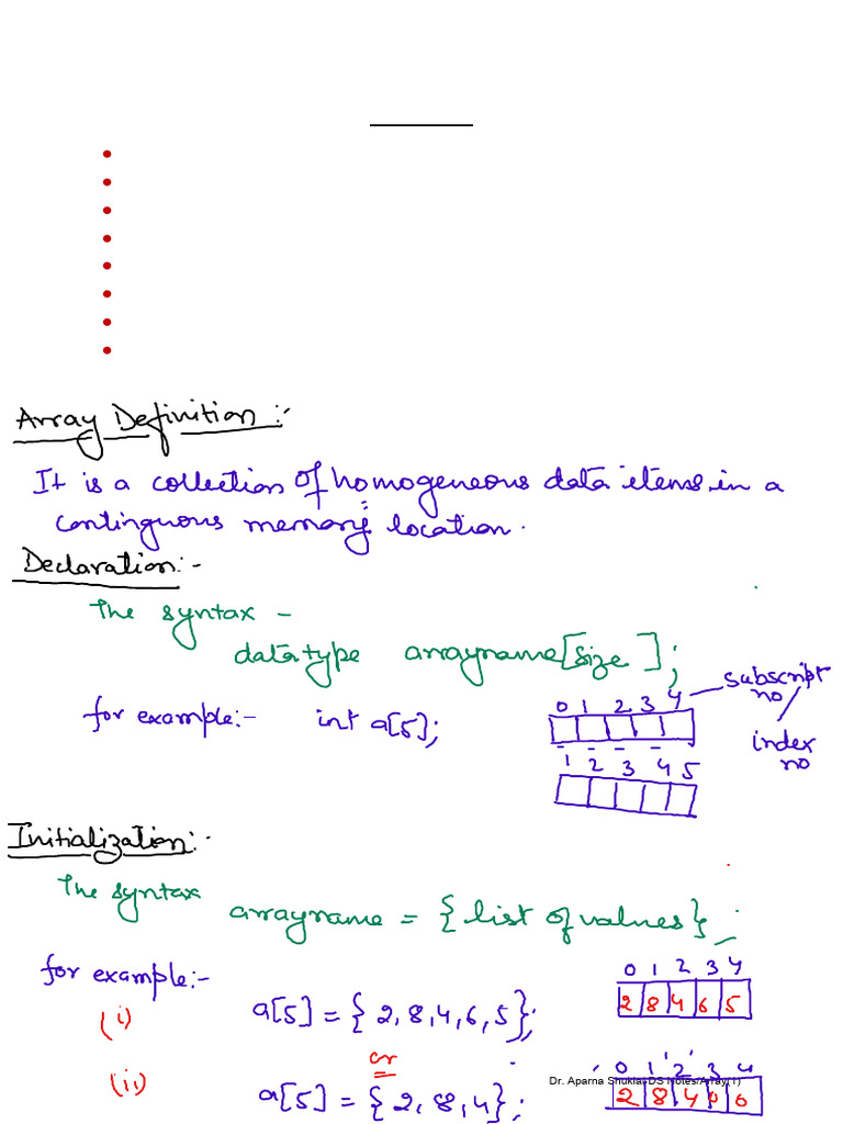 M2 Lect 1 Array Introduction 1 | PDF