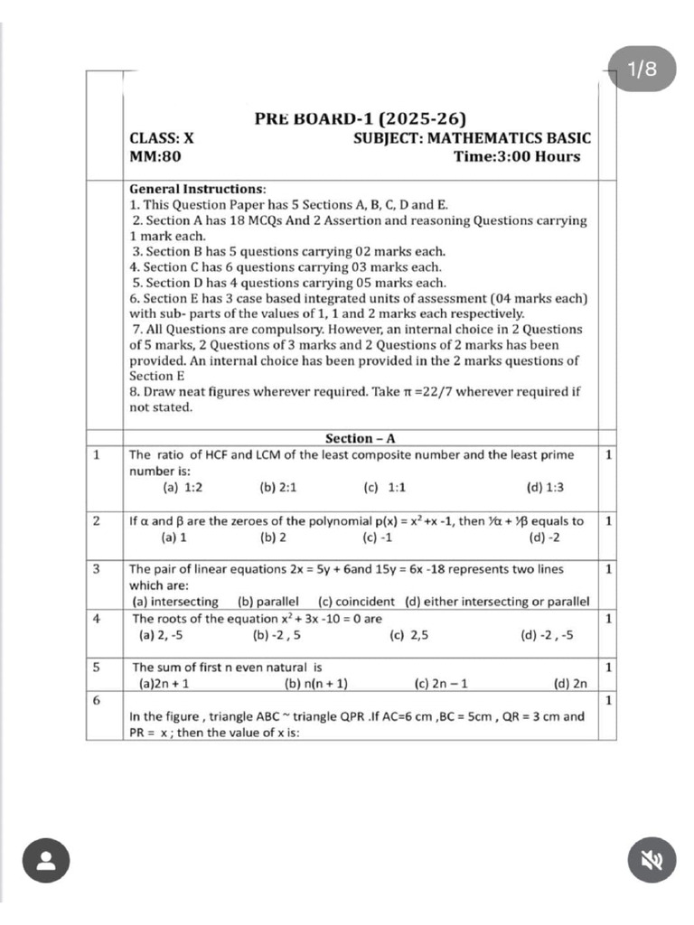 Class X Mathematics Basic Sample Paper 2 | PDF