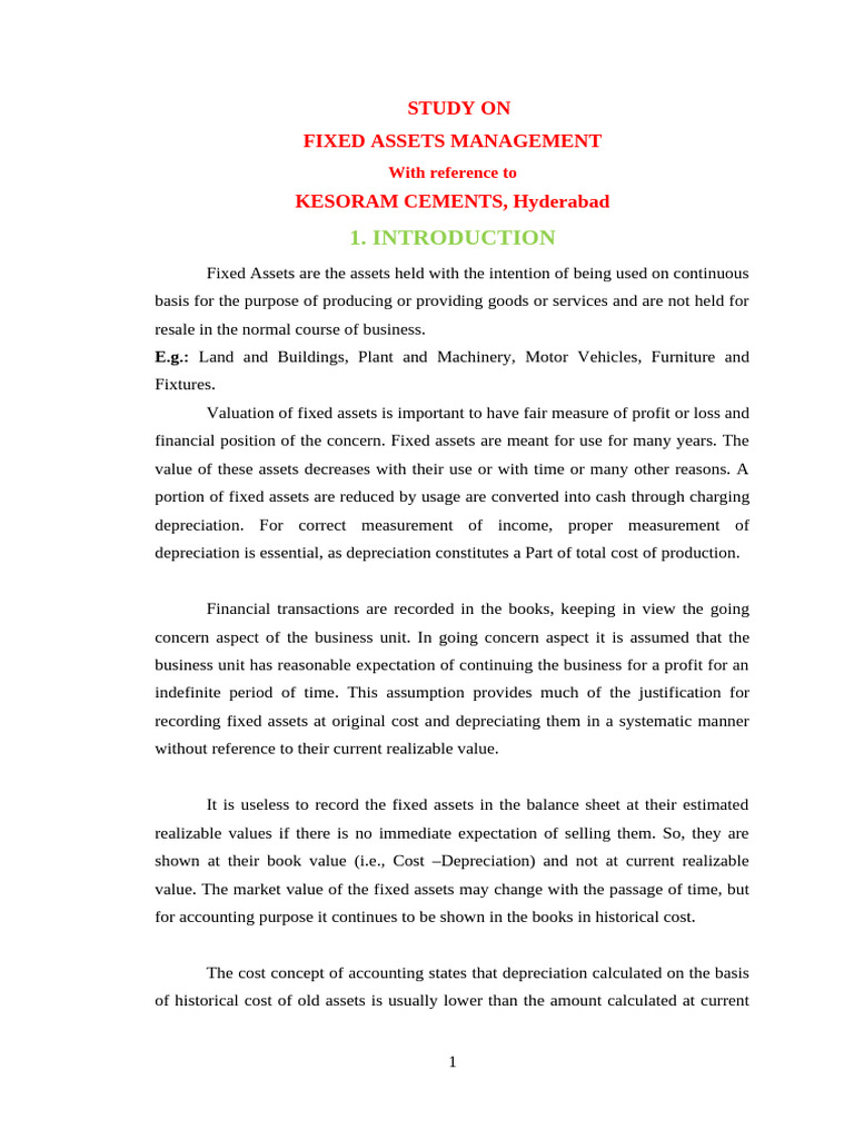 76.fixed Assets Management-Kesoram... | PDF | Fixed Asset | Depreciation