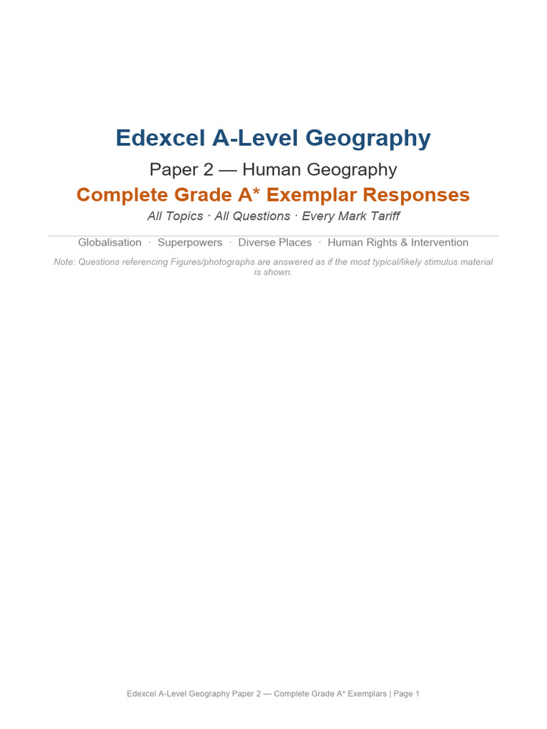 A-Level Edexcel Geography p2 Examples | PDF | Fair Trade | Globalization