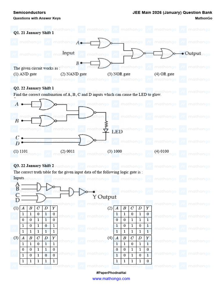 Semiconductors - JEE Main YTB | PDF | Diode | P–N Junction