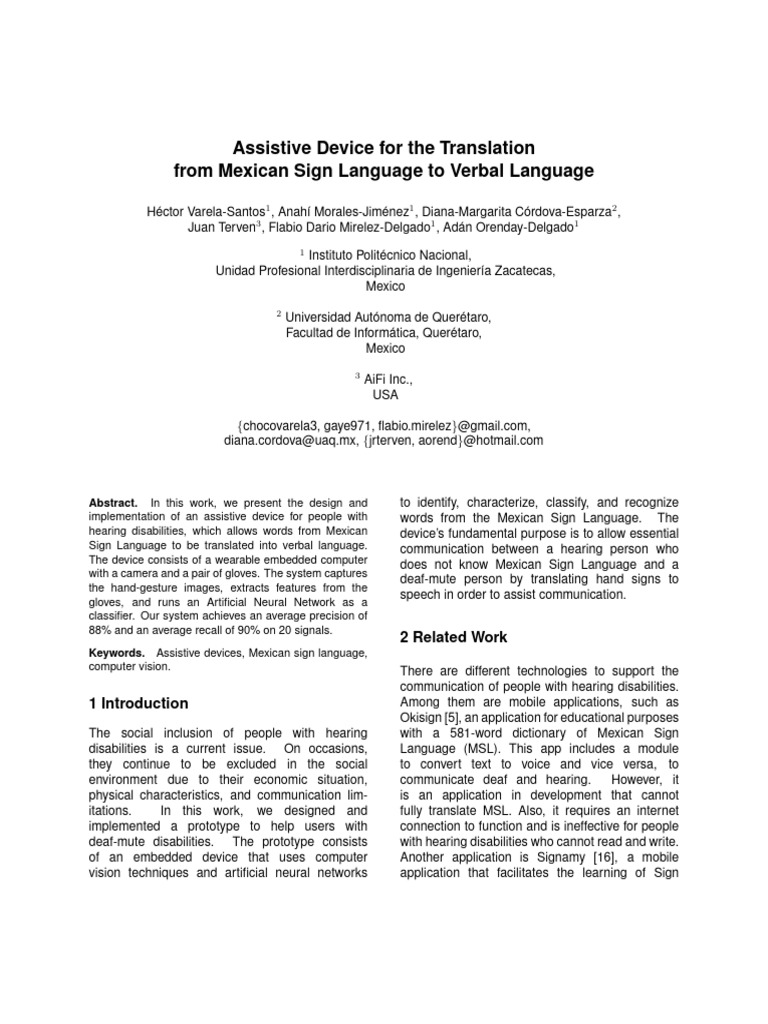 Assistive Device For The Translation From Mexican | PDF